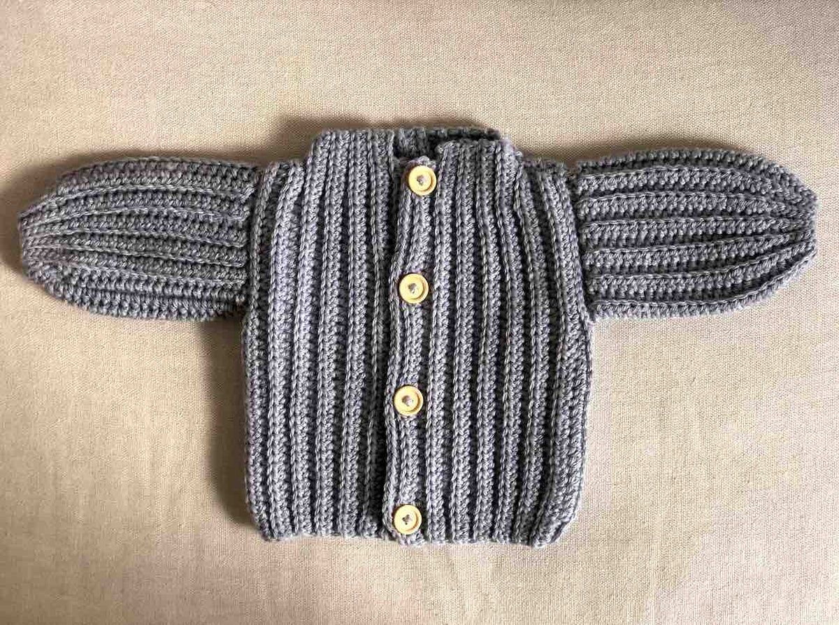 Beginner crochet kit finished cardigan